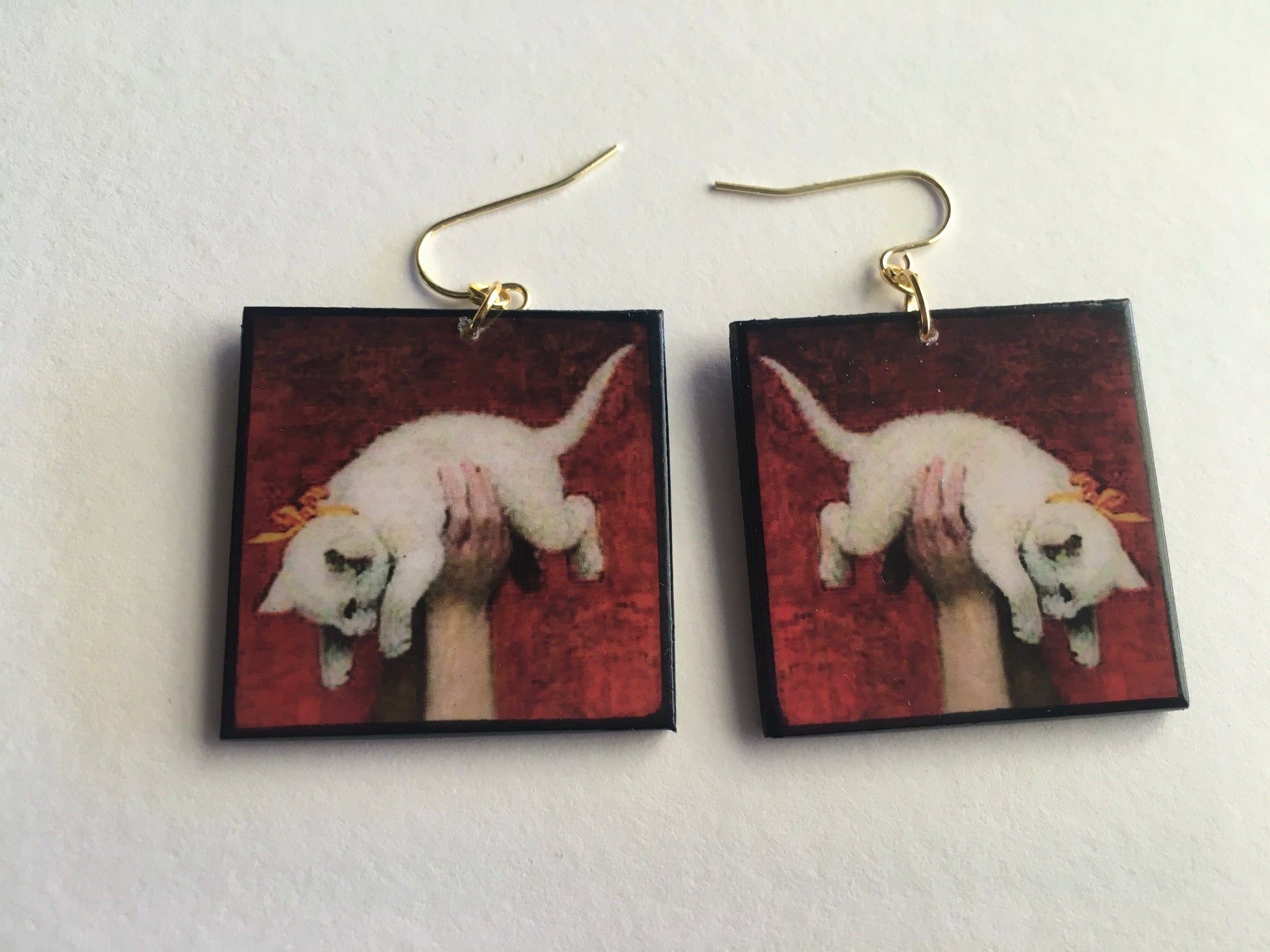 Museum-Inspired Sustainable Earrings Romantic art detail earrings. Cat earrings Obljewellery