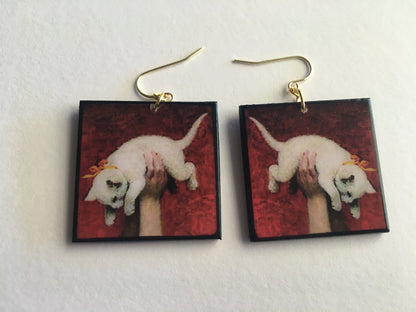 Museum-Inspired Sustainable Earrings Romantic art detail earrings. Cat earrings Obljewellery
