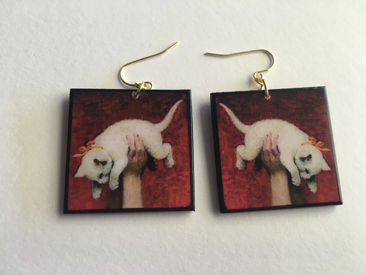 Romantic art detail earrings. Cat earrings