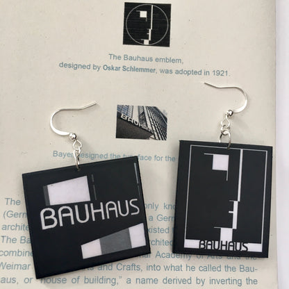 Museum-Inspired Sustainable Earrings Bauhaus art jewellery. Asymmetrical earrings. Obljewellery