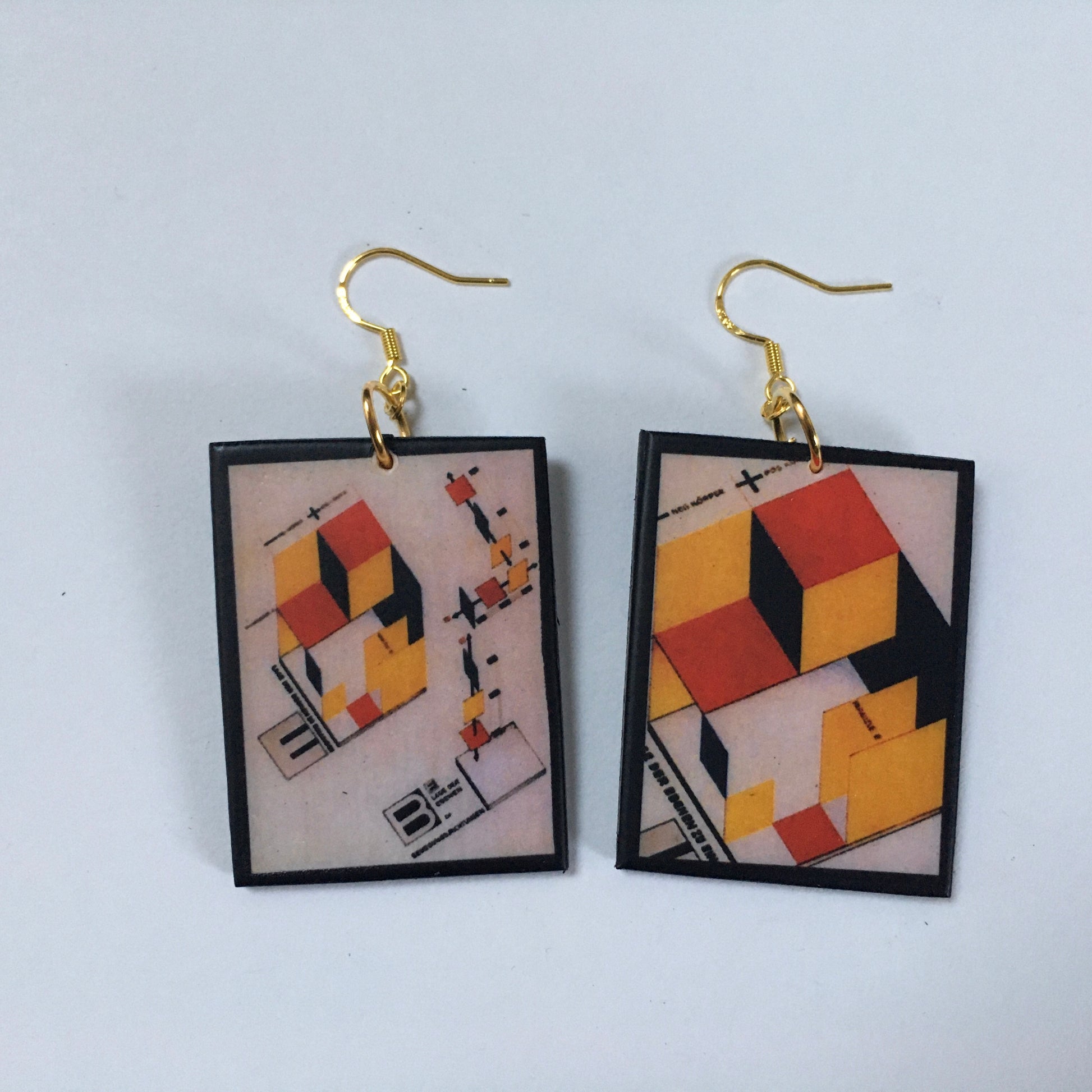 Museum-Inspired Sustainable Earrings Bauhaus geometric earrings Obljewellery