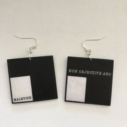 Museum-Inspired Sustainable Earrings Non Objective Art, Kazimir Malevich art earrings Obljewellery
