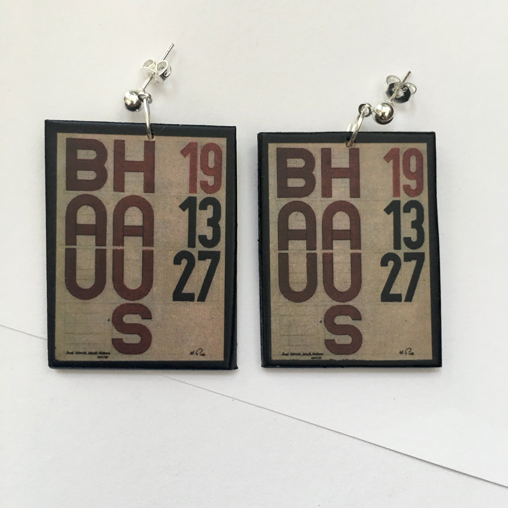 Museum-Inspired Sustainable Earrings Bauhaus typography art earrings Obljewellery