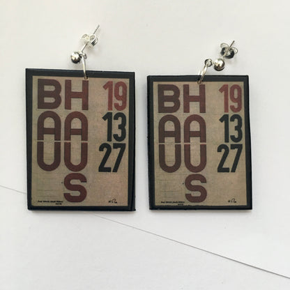 Museum-Inspired Sustainable Earrings Bauhaus typography art earrings Obljewellery