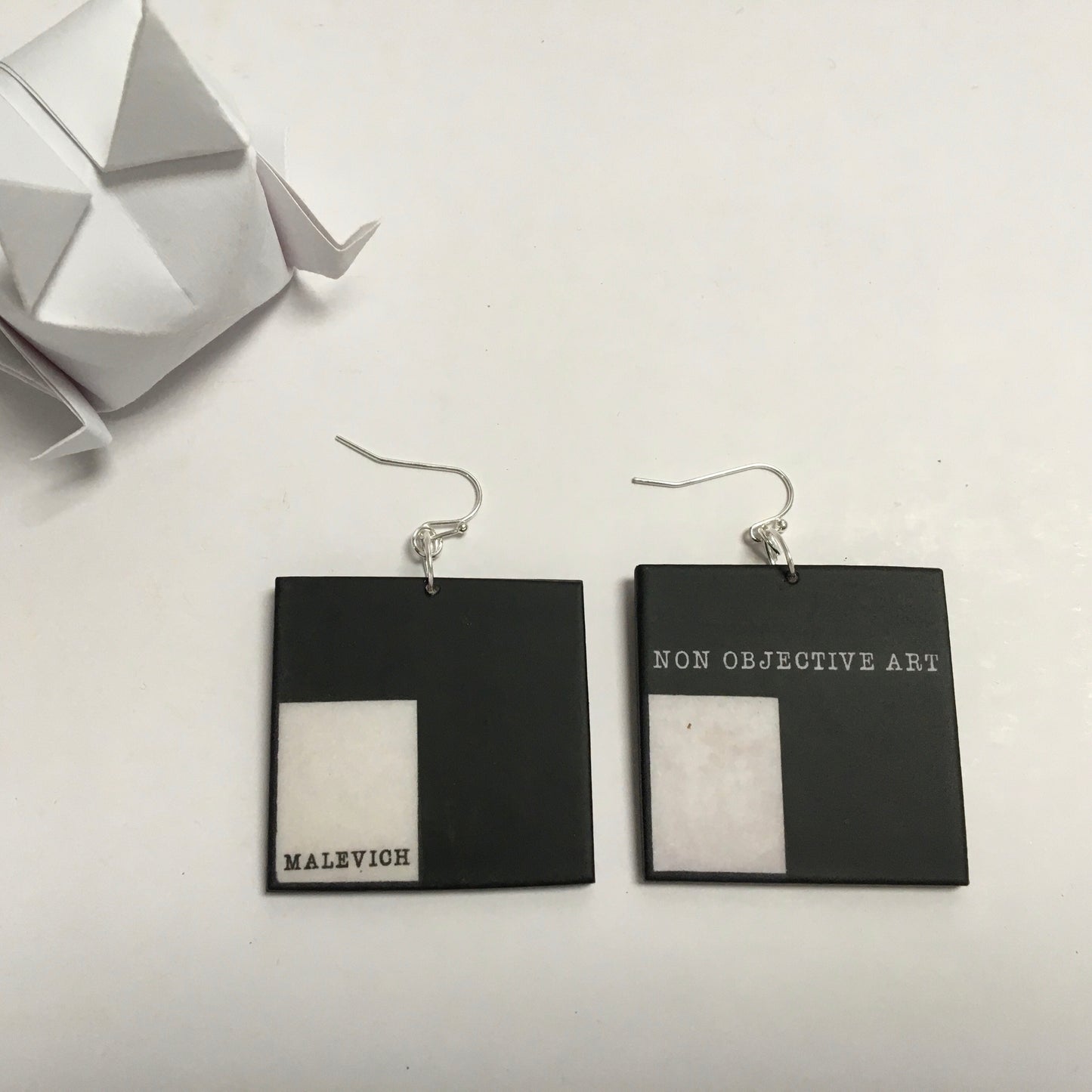 Museum-Inspired Sustainable Earrings Non Objective Art, Kazimir Malevich art earrings Obljewellery