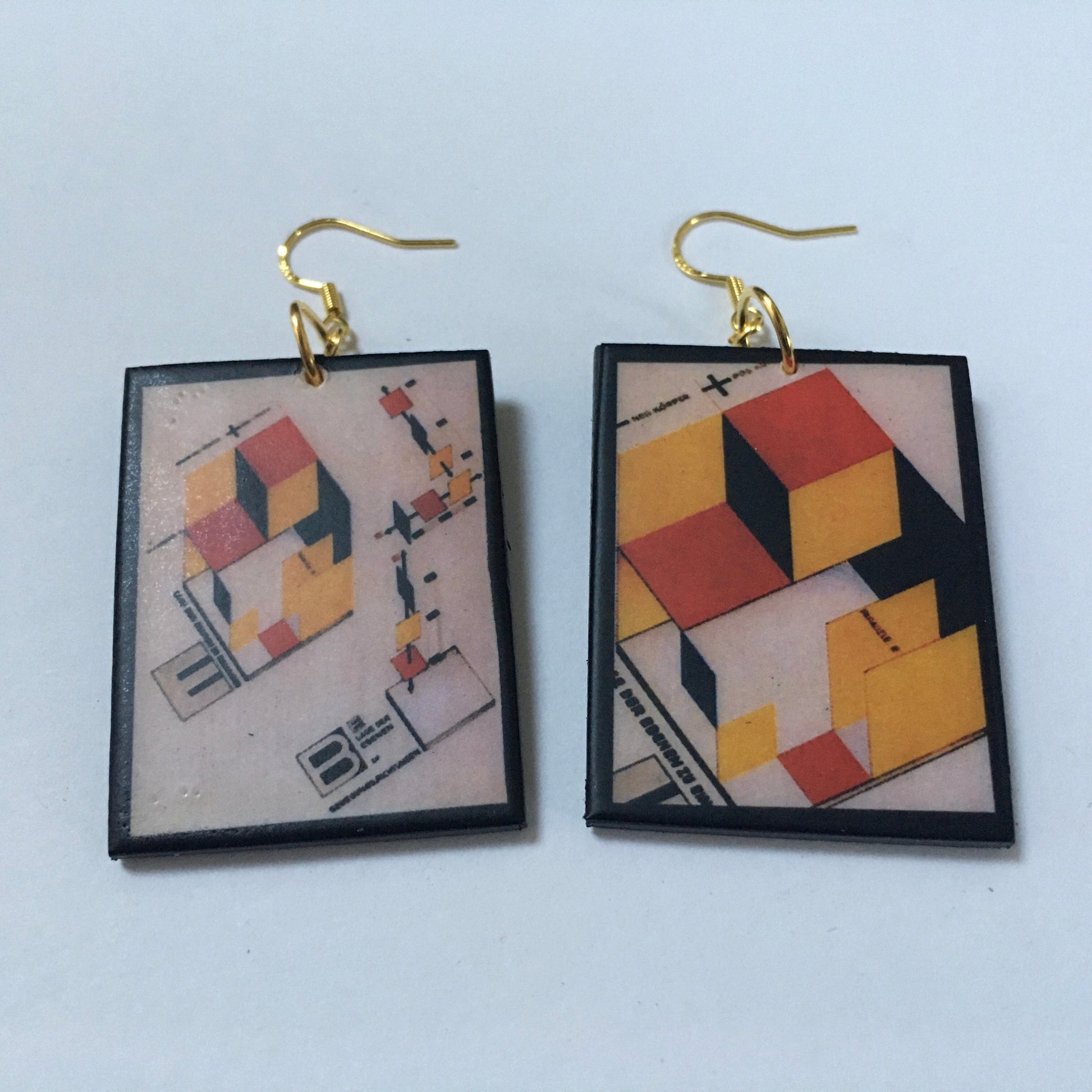 Museum-Inspired Sustainable Earrings Bauhaus geometric earrings Obljewellery