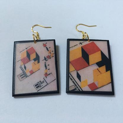 Museum-Inspired Sustainable Earrings Bauhaus geometric earrings Obljewellery