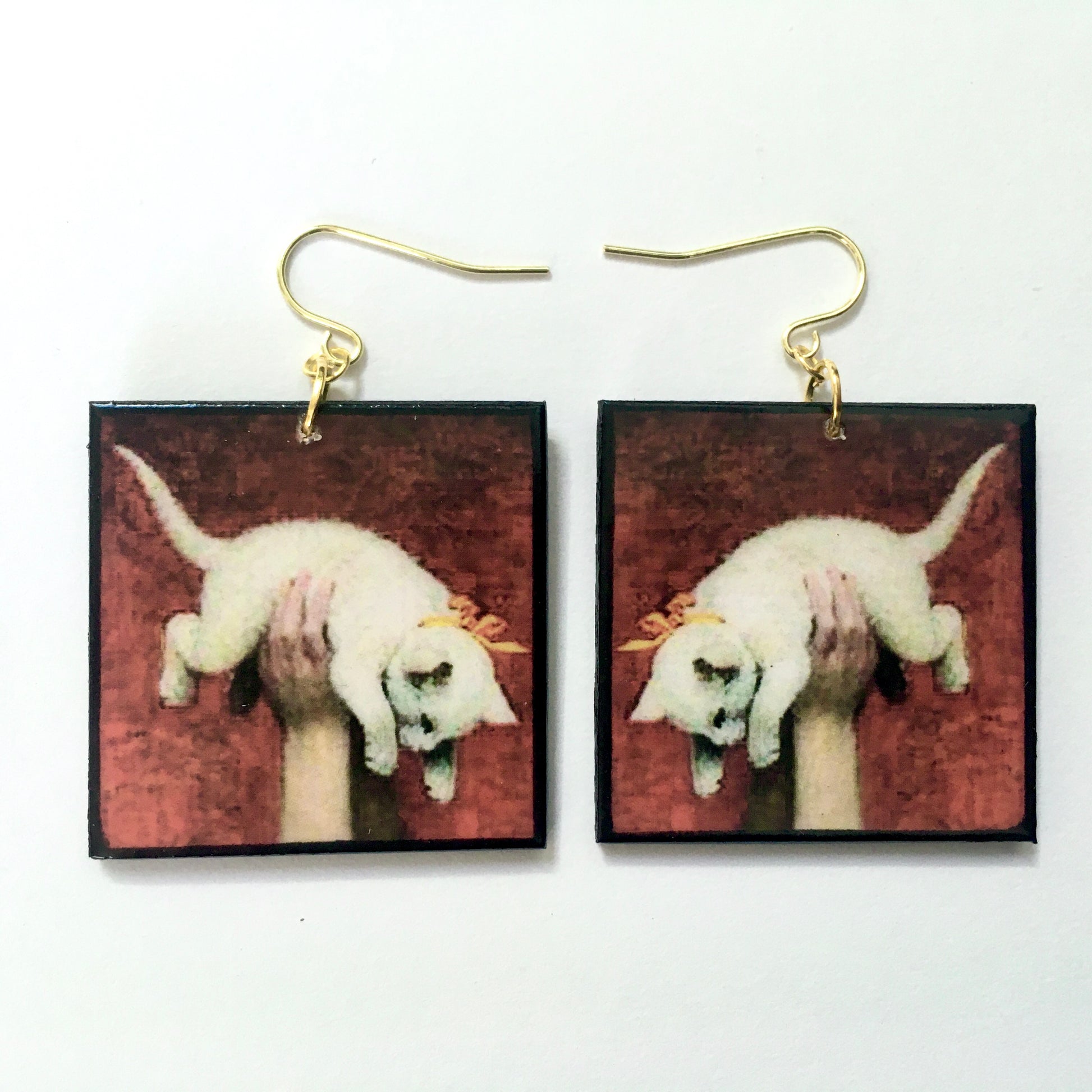 Museum-Inspired Sustainable Earrings Romantic art detail earrings. Cat earrings Obljewellery