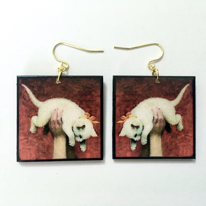 Museum-Inspired Sustainable Earrings Romantic art detail earrings. Cat earrings Obljewellery