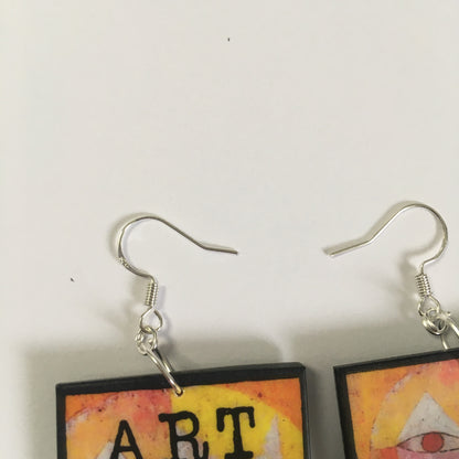 Museum-Inspired Sustainable Earrings Paul Klee art earrings Obljewellery