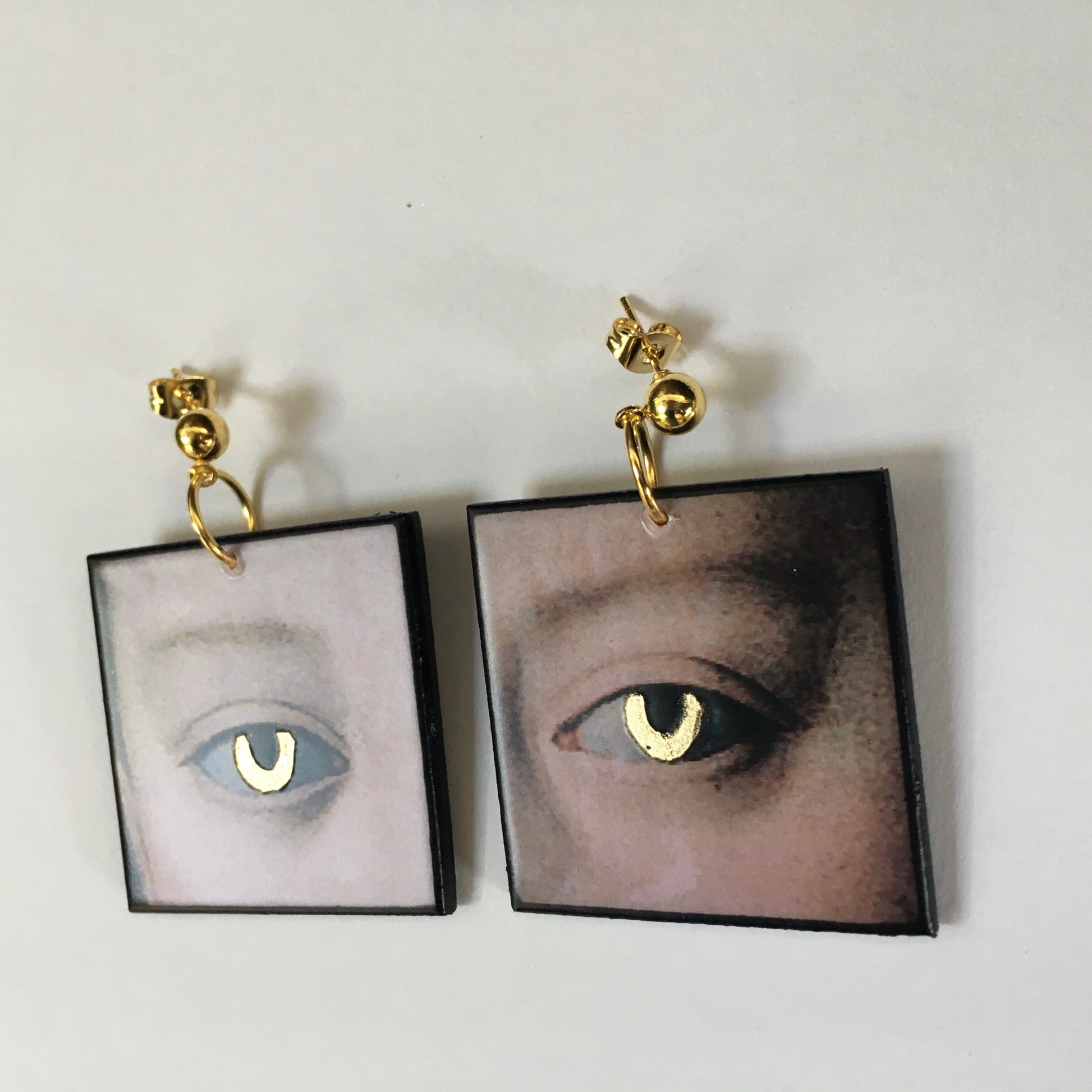 Museum-Inspired Sustainable Earrings Gold eyes earrings Obljewellery