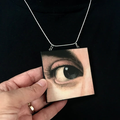 Museum-Inspired Sustainable Necklace Renaissance eye art detail necklace Obljewellery
