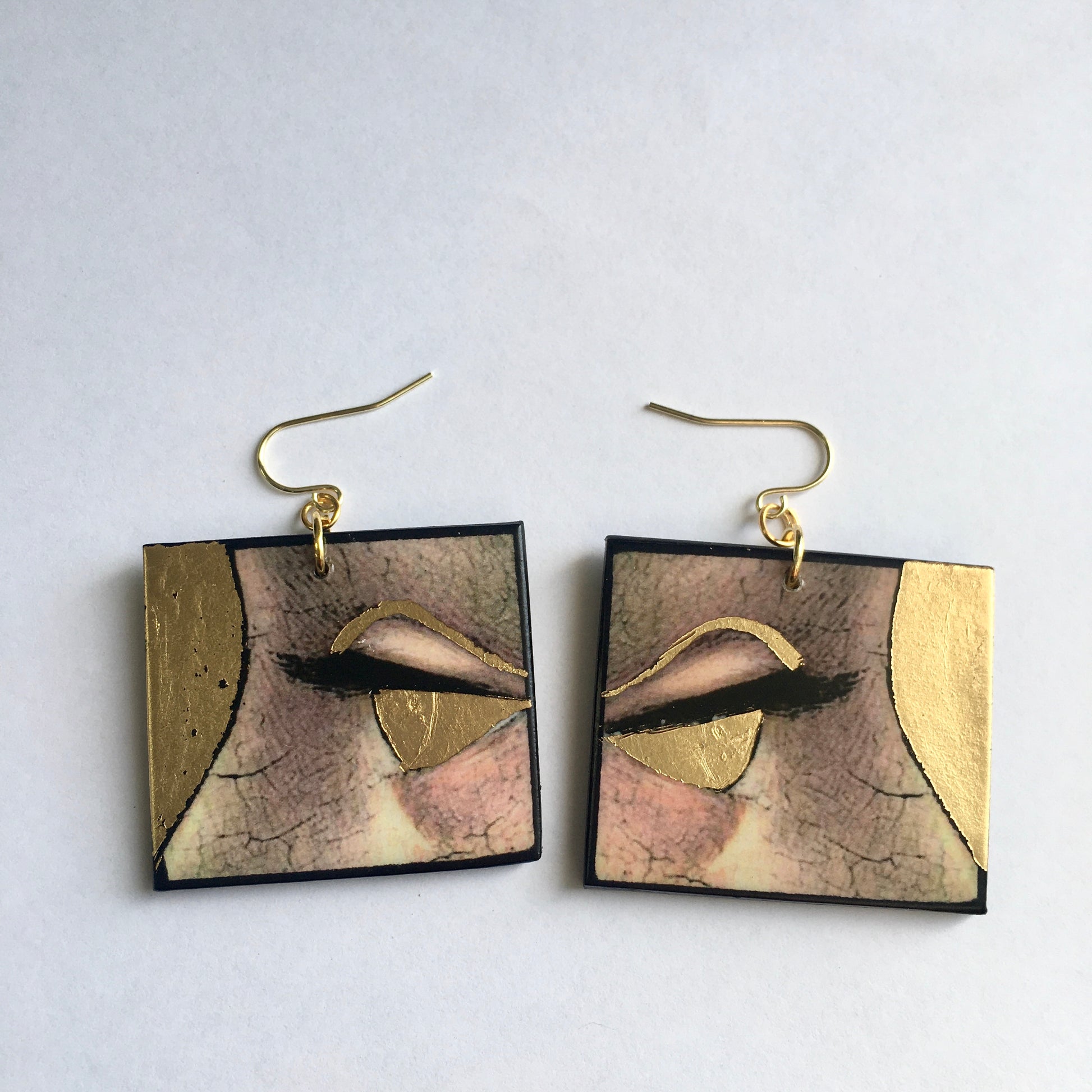 Museum-Inspired Sustainable Earrings Christmas gold leaf earrings Obljewellery
