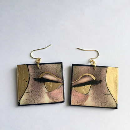 Museum-Inspired Sustainable Earrings Christmas gold leaf earrings Obljewellery