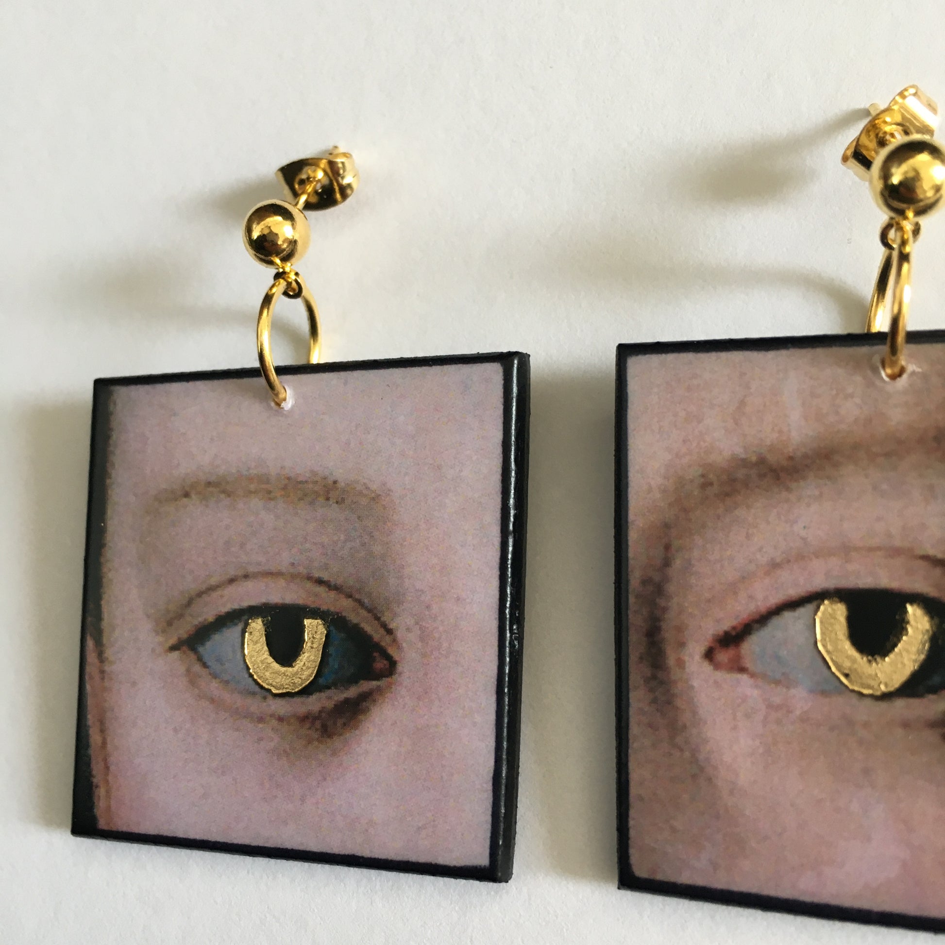 Museum-Inspired Sustainable Earrings Gold eyes earrings Obljewellery