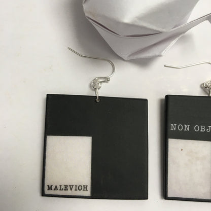 Museum-Inspired Sustainable Earrings Non Objective Art, Kazimir Malevich art earrings Obljewellery