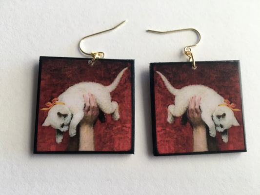 Museum-Inspired Sustainable Earrings Romantic art detail earrings. Cat earrings Obljewellery