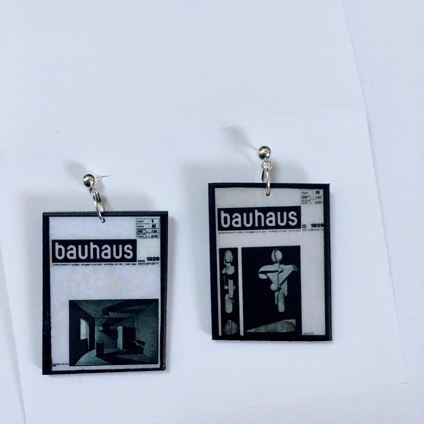 Museum-Inspired Sustainable Earrings Bauhaus Journal by Joost Schmidt earrings Obljewellery
