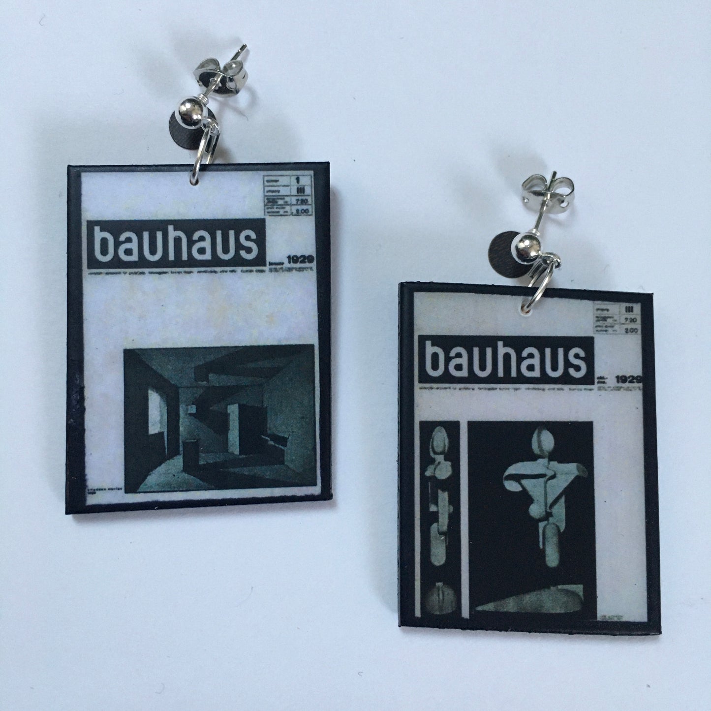 Museum-Inspired Sustainable Earrings Bauhaus Journal by Joost Schmidt earrings Obljewellery