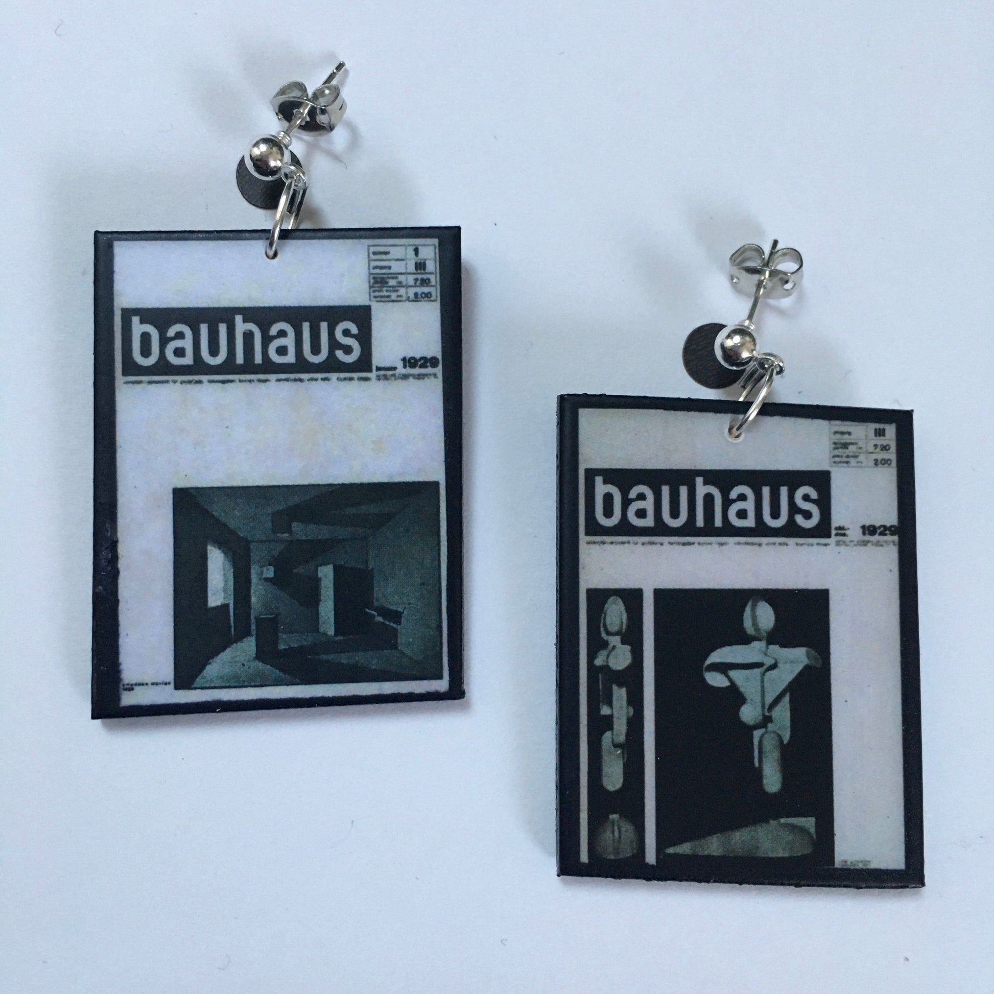 Museum-Inspired Sustainable Earrings Bauhaus Journal by Joost Schmidt earrings Obljewellery