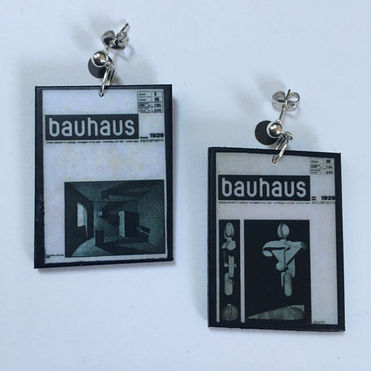 Museum-Inspired Sustainable Earrings Bauhaus Journal by Joost Schmidt earrings Obljewellery