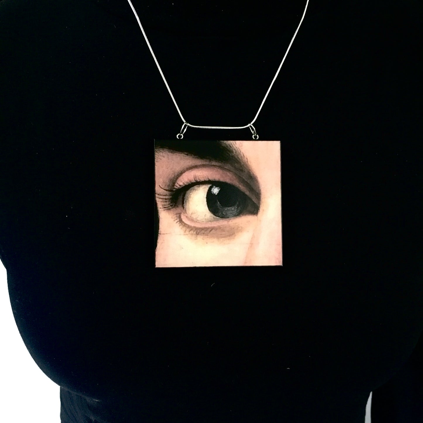 Museum-Inspired Sustainable Necklace Renaissance eye art detail necklace Obljewellery
