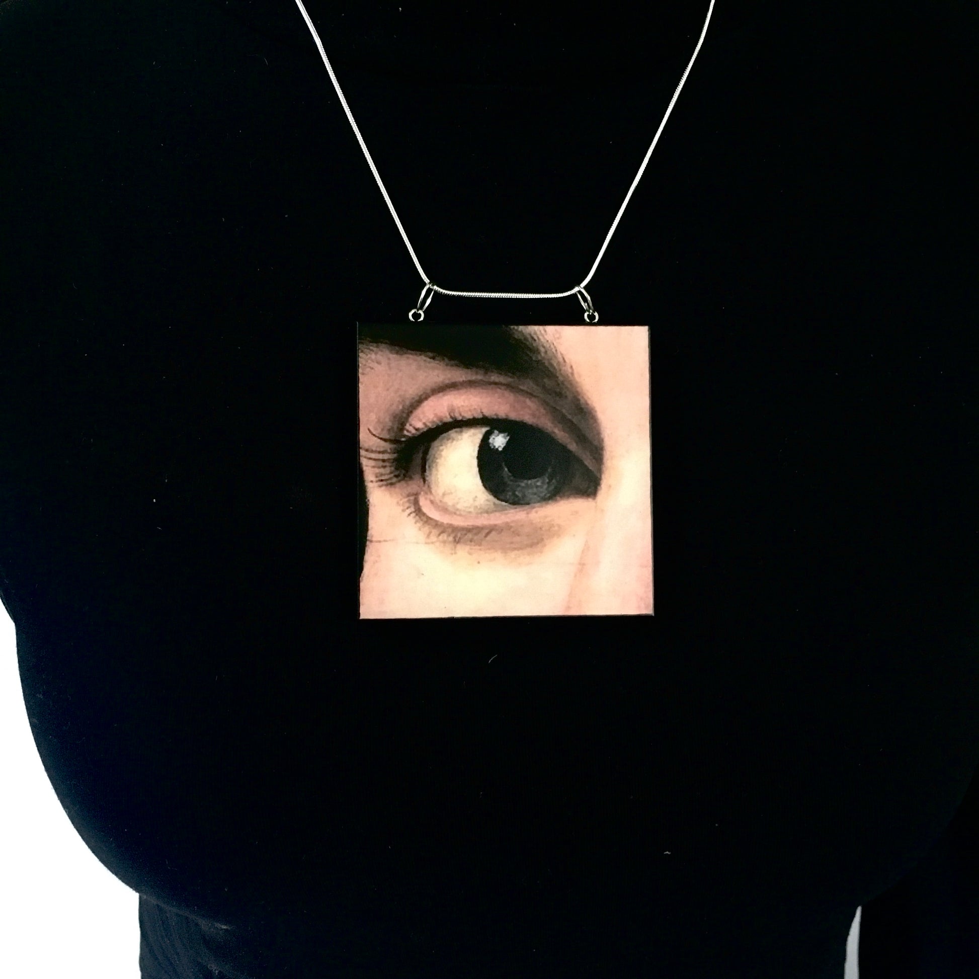 Museum-Inspired Sustainable Necklace Renaissance eye art detail necklace Obljewellery