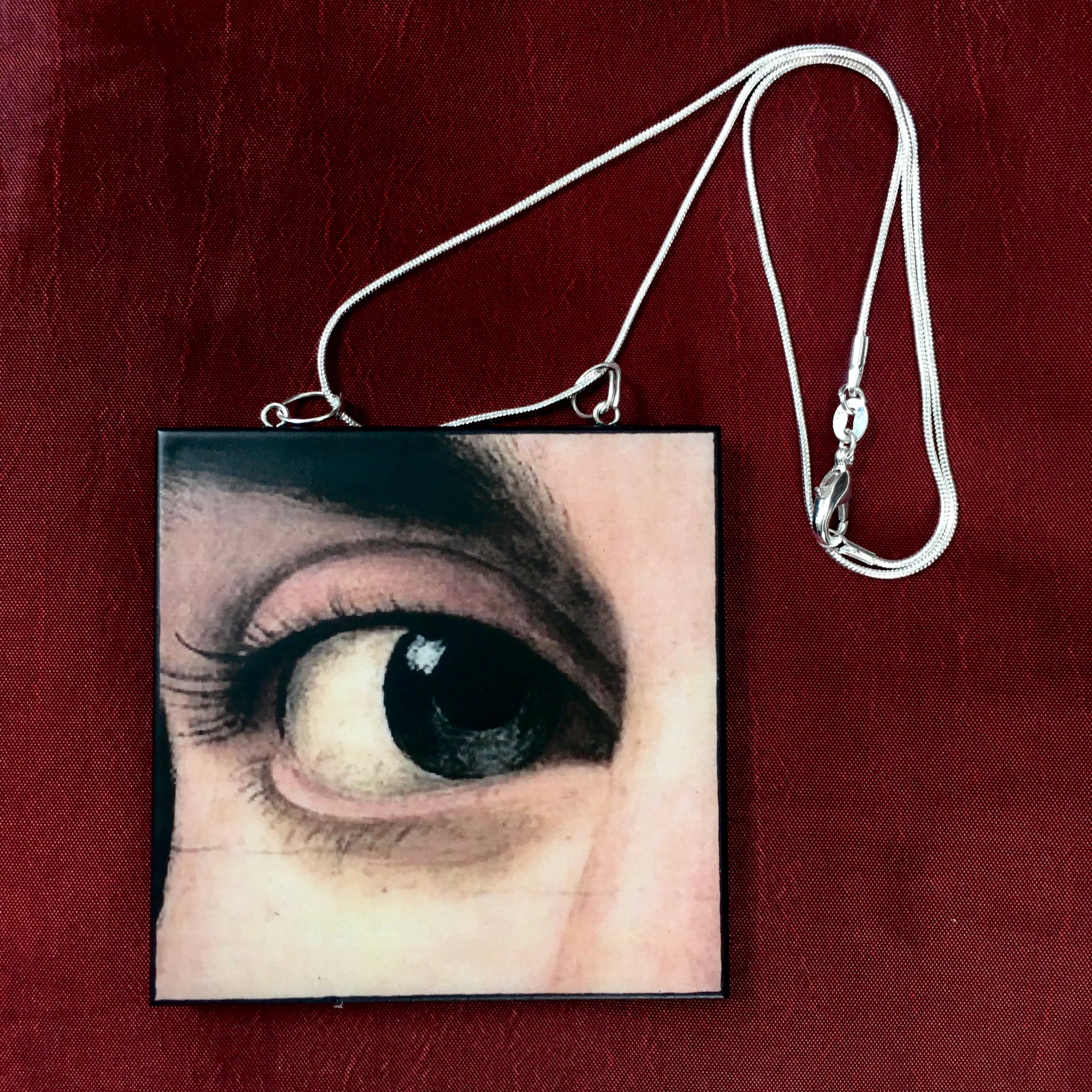 Museum-Inspired Sustainable Necklace Renaissance eye art detail necklace Obljewellery