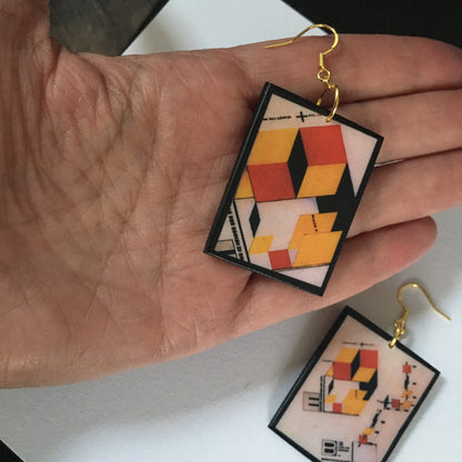 Museum-Inspired Sustainable Earrings Bauhaus geometric earrings Obljewellery