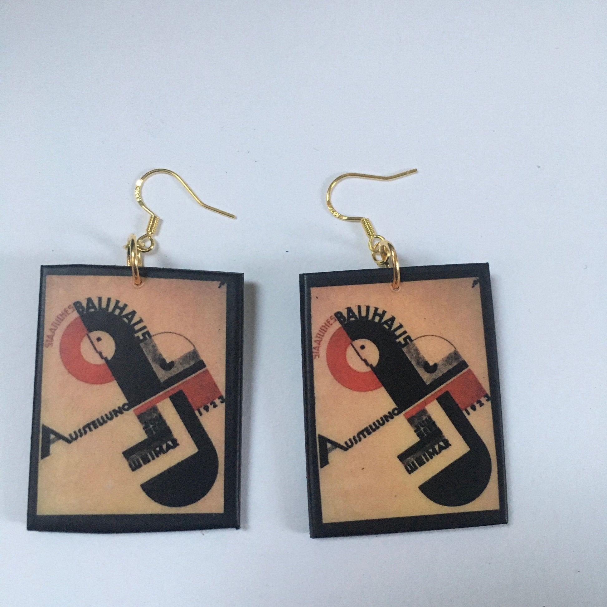 Museum-Inspired Sustainable Earrings Bauhaus poster exhibition earrings Obljewellery