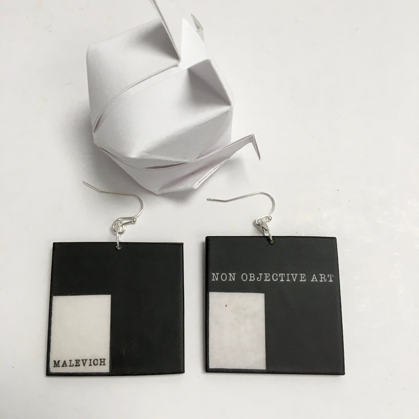 Museum-Inspired Sustainable Earrings Non Objective Art, Kazimir Malevich art earrings Obljewellery