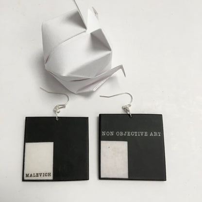 Museum-Inspired Sustainable Earrings Non Objective Art, Kazimir Malevich art earrings Obljewellery
