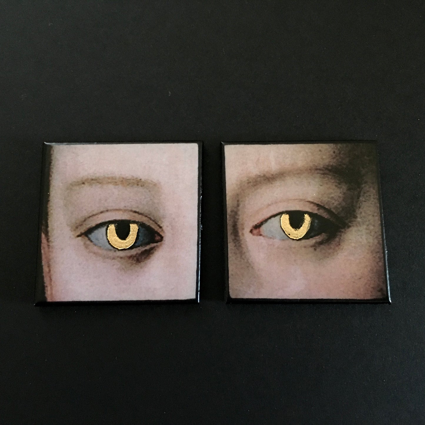 Museum-Inspired Sustainable Earrings Gold eyes earrings Obljewellery