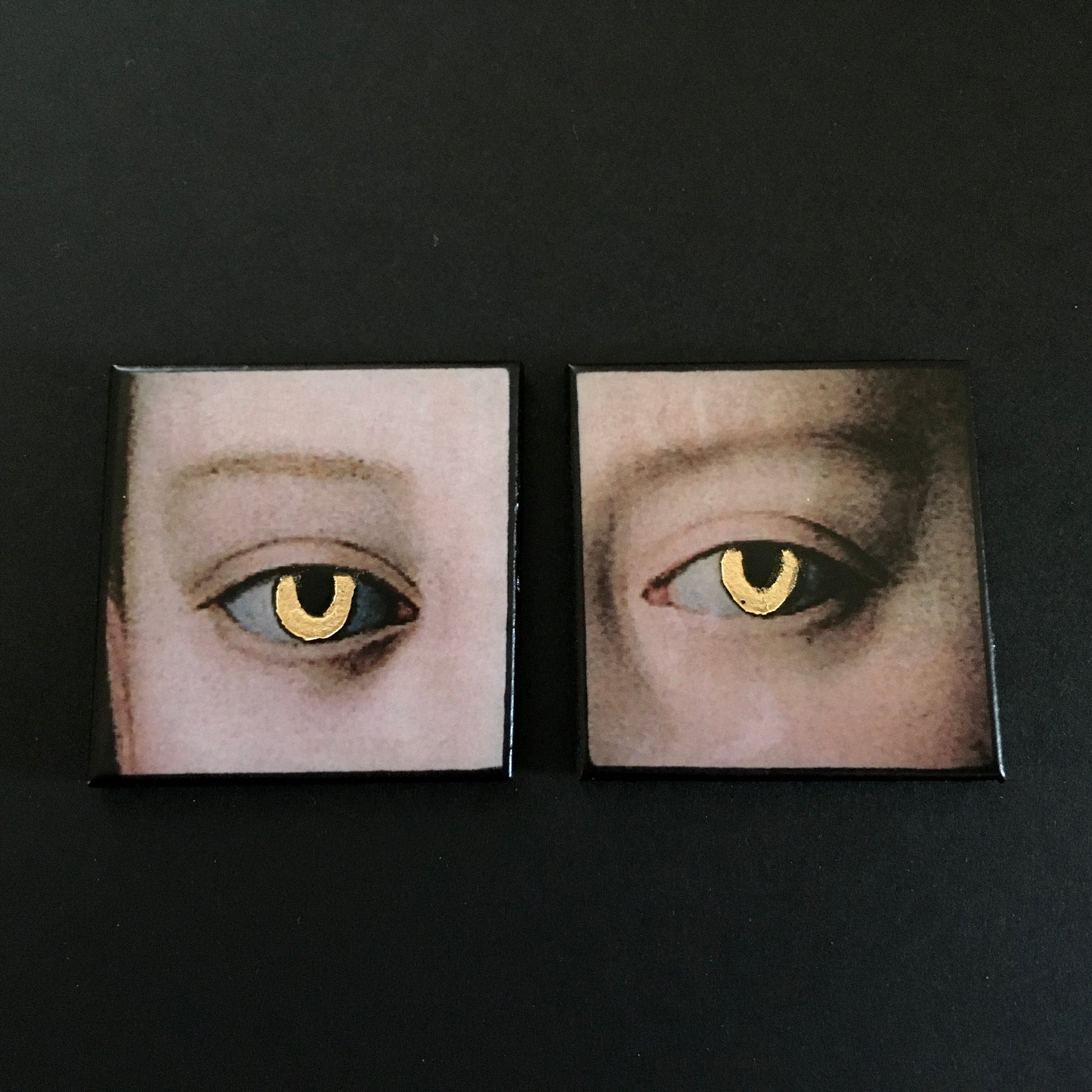 Museum-Inspired Sustainable Earrings Gold eyes earrings Obljewellery
