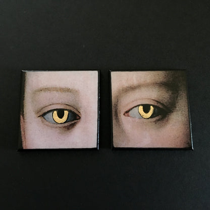 Museum-Inspired Sustainable Earrings Gold eyes earrings Obljewellery