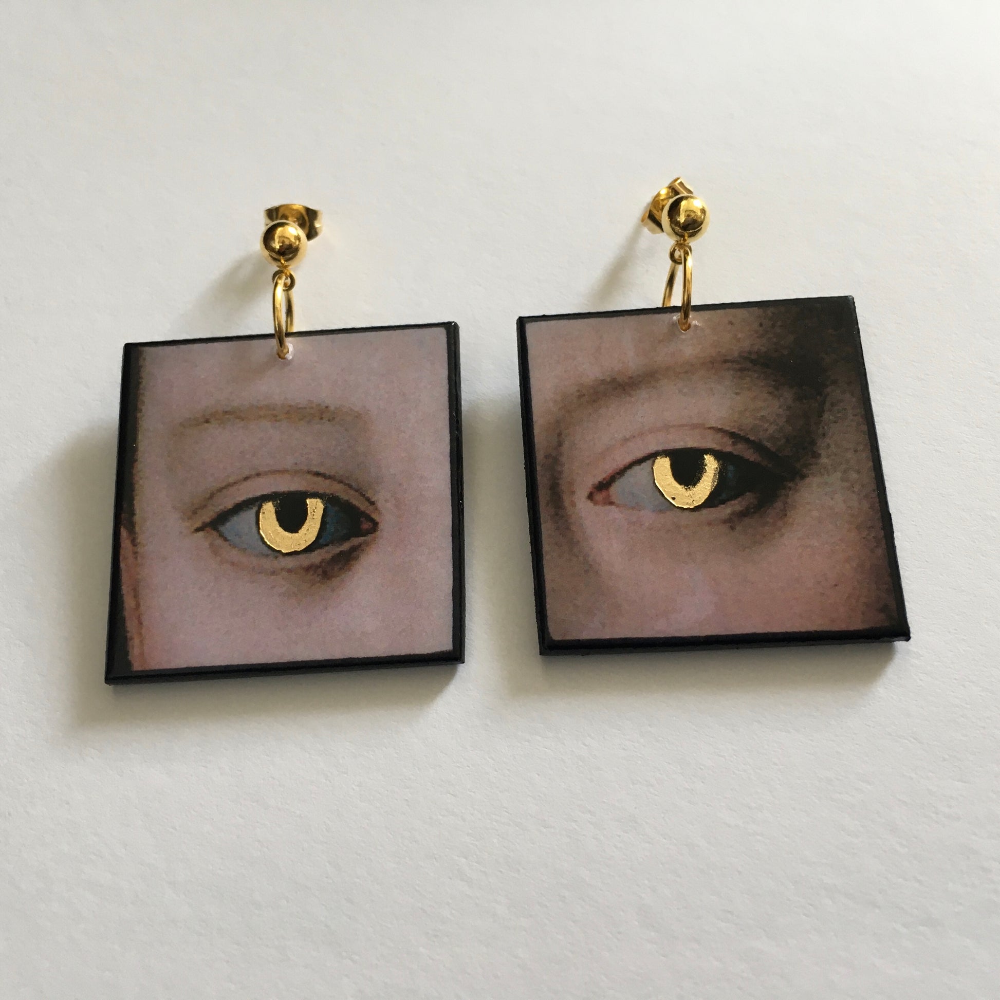 Museum-Inspired Sustainable Earrings Gold eyes earrings Obljewellery