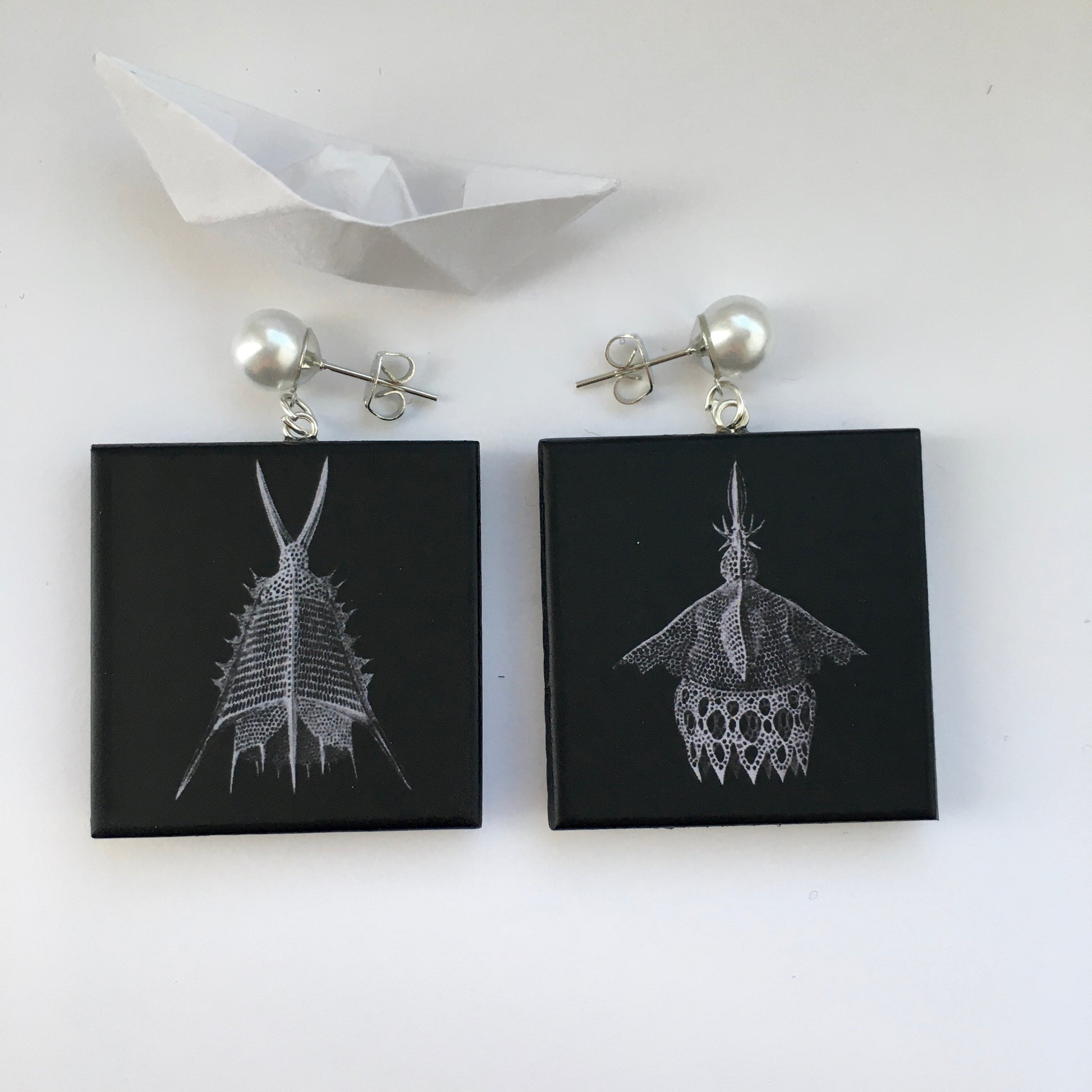 Museum-Inspired Sustainable Earrings Ernst Haeckel art earrings Obljewellery