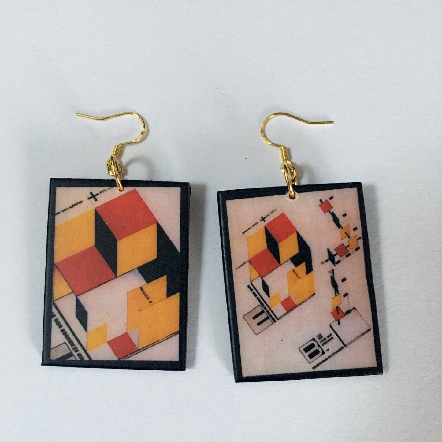 Museum-Inspired Sustainable Earrings Bauhaus geometric earrings Obljewellery