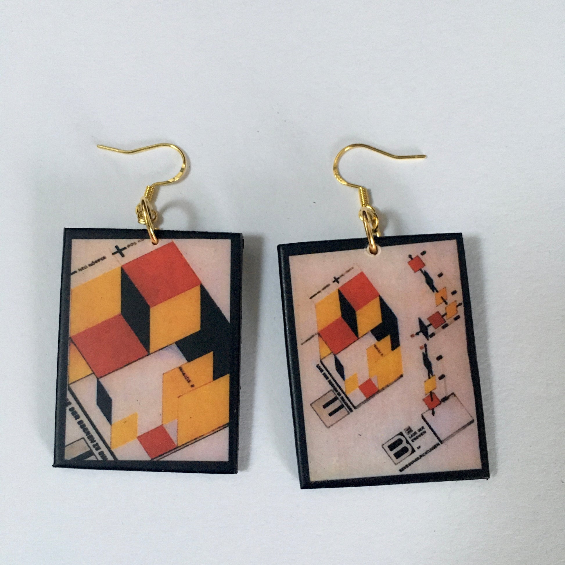 Museum-Inspired Sustainable Earrings Bauhaus geometric earrings Obljewellery