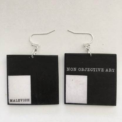 Museum-Inspired Sustainable Earrings Non Objective Art, Kazimir Malevich art earrings Obljewellery