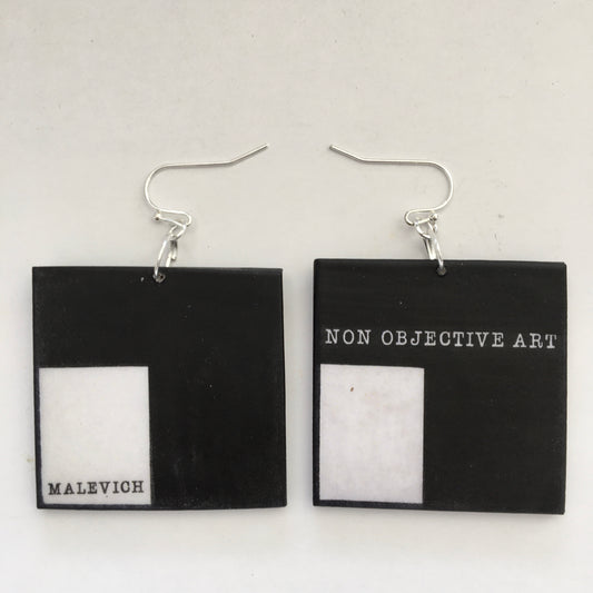 Museum-Inspired Sustainable Earrings Non Objective Art, Kazimir Malevich art earrings Obljewellery