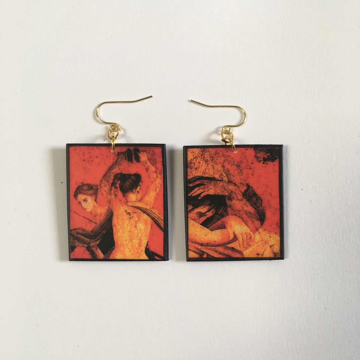 Museum-Inspired Sustainable Earrings Pompeii red fresco earrings Obljewellery