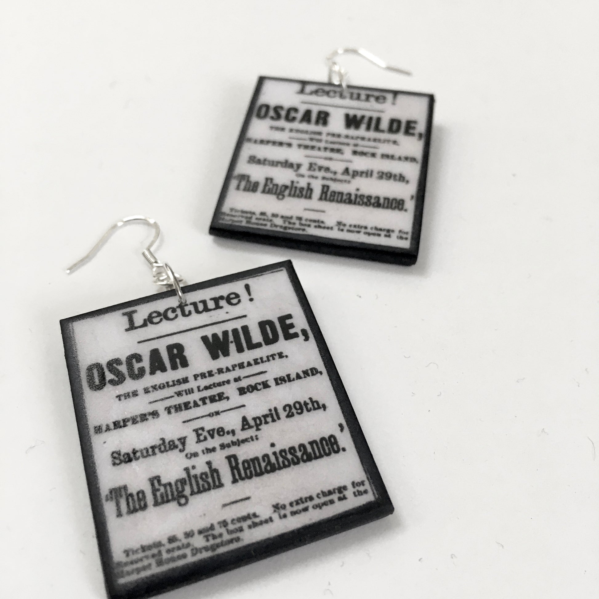 Museum-Inspired Sustainable Earrings Oscar Wilde at Harper’s Theatre art earrings Obljewellery