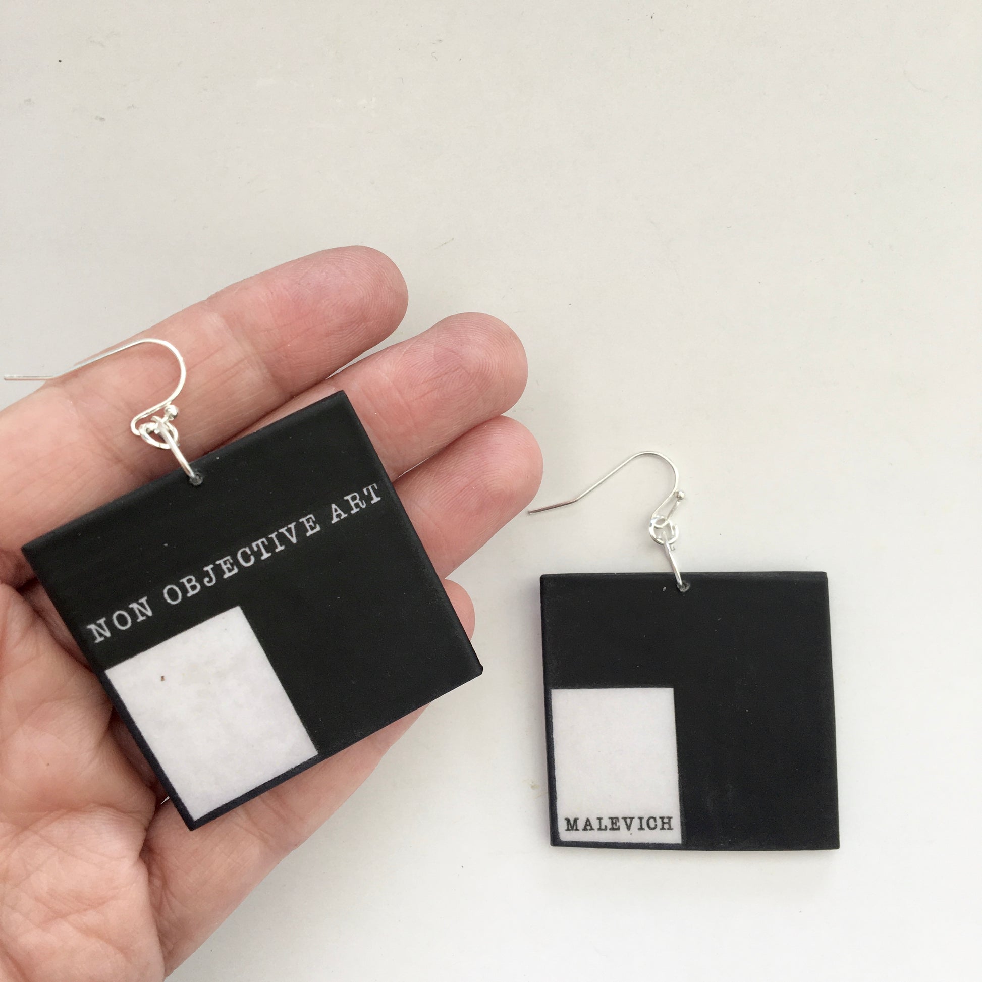 Museum-Inspired Sustainable Earrings Non Objective Art, Kazimir Malevich art earrings Obljewellery