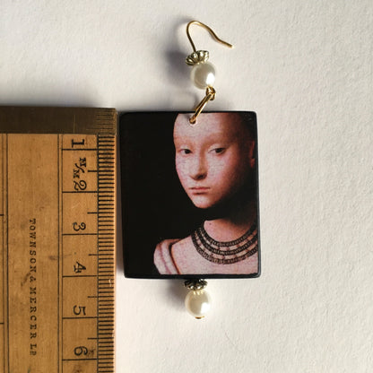 Museum-Inspired Sustainable Earrings Petrus Christus art details earrings Obljewellery