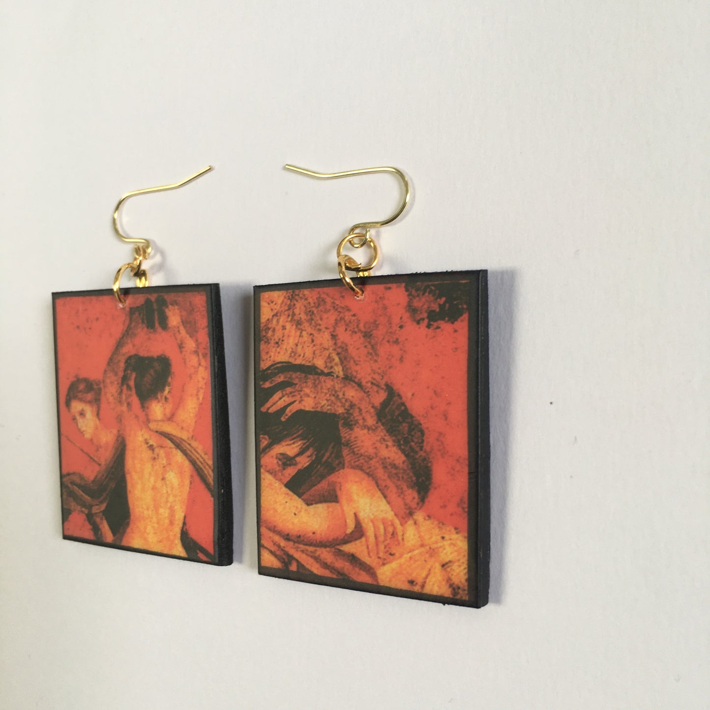 Museum-Inspired Sustainable Earrings Pompeii red fresco earrings Obljewellery