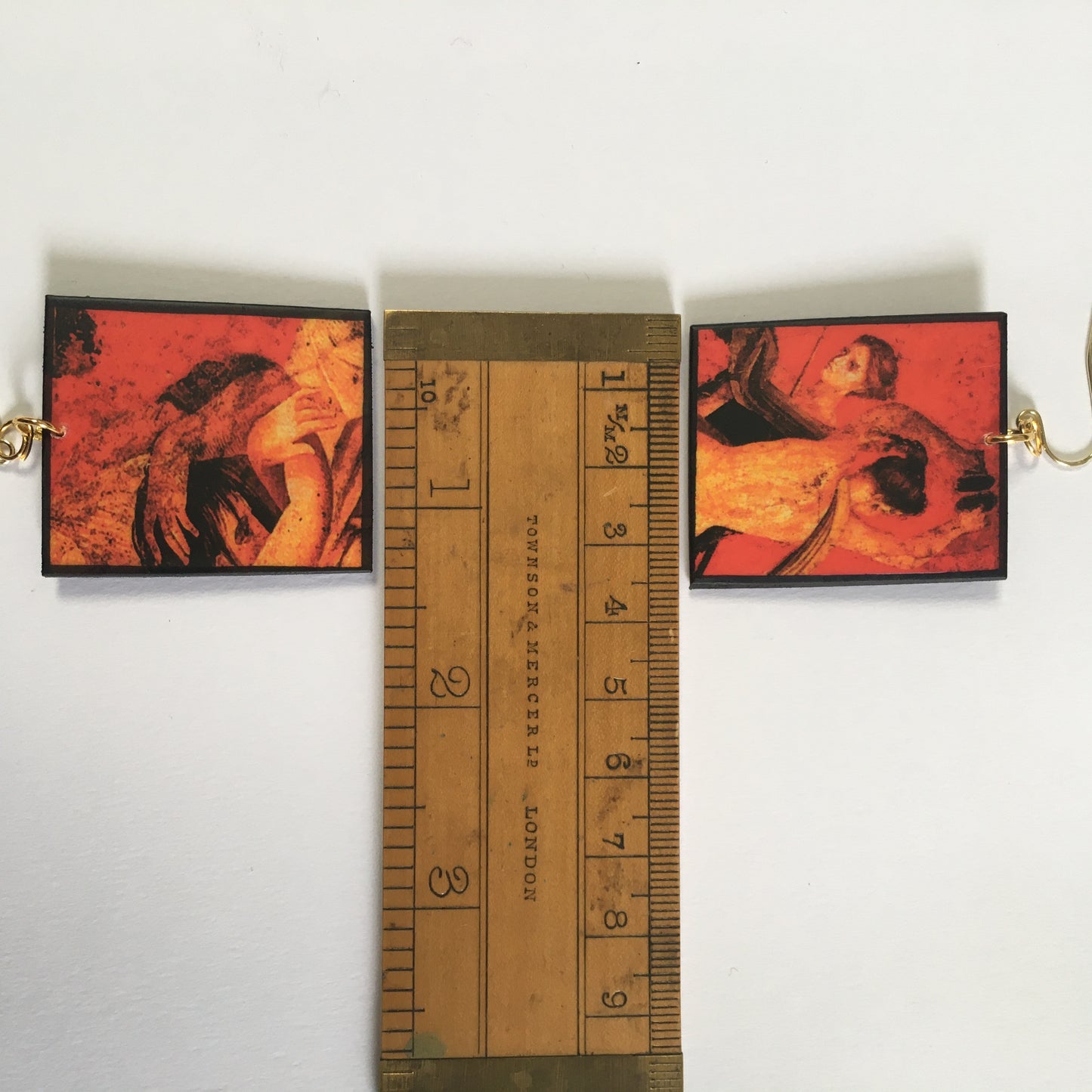 Museum-Inspired Sustainable Earrings Pompeii red fresco earrings Obljewellery