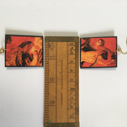 Museum-Inspired Sustainable Earrings Pompeii red fresco earrings Obljewellery