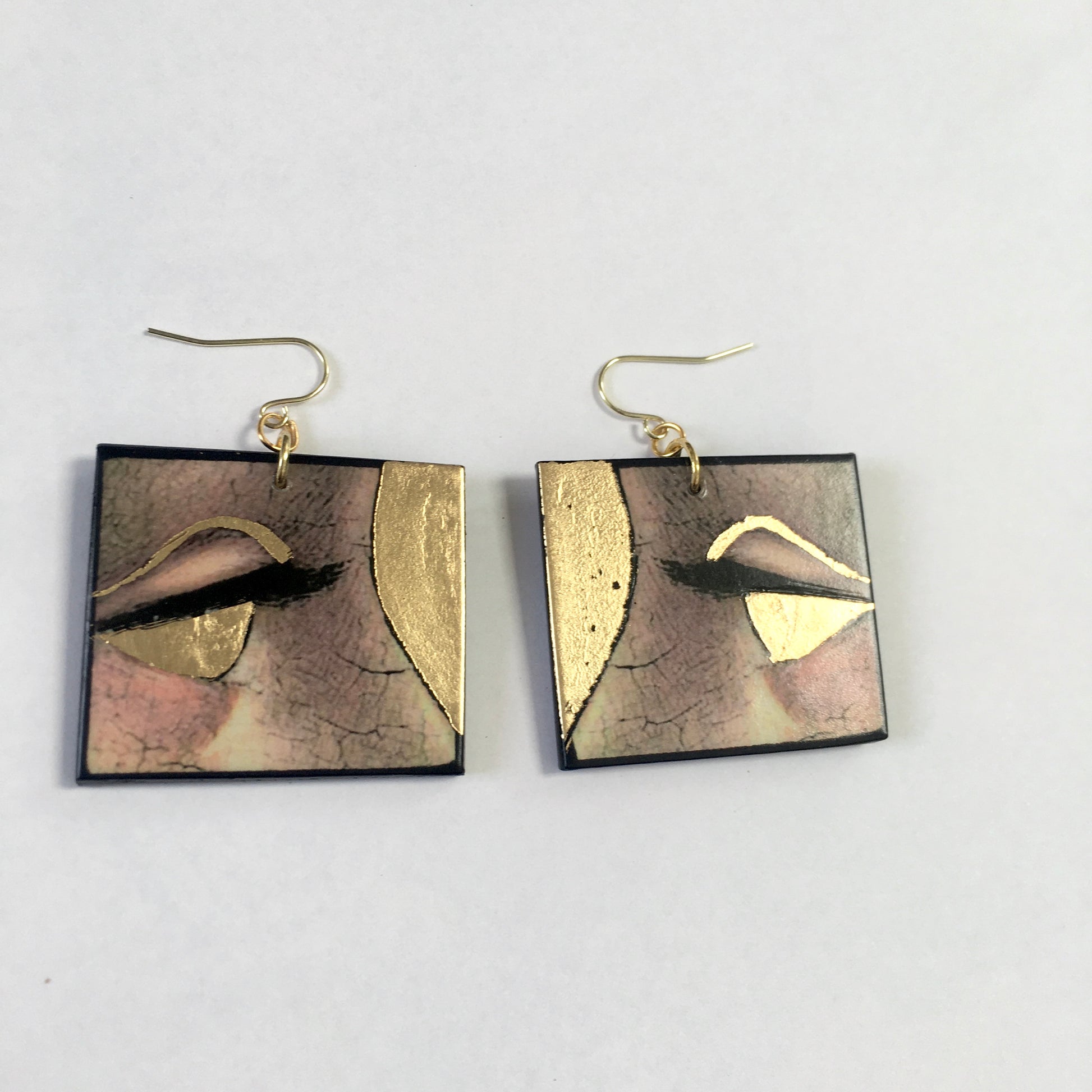 Museum-Inspired Sustainable Earrings Christmas gold leaf earrings Obljewellery